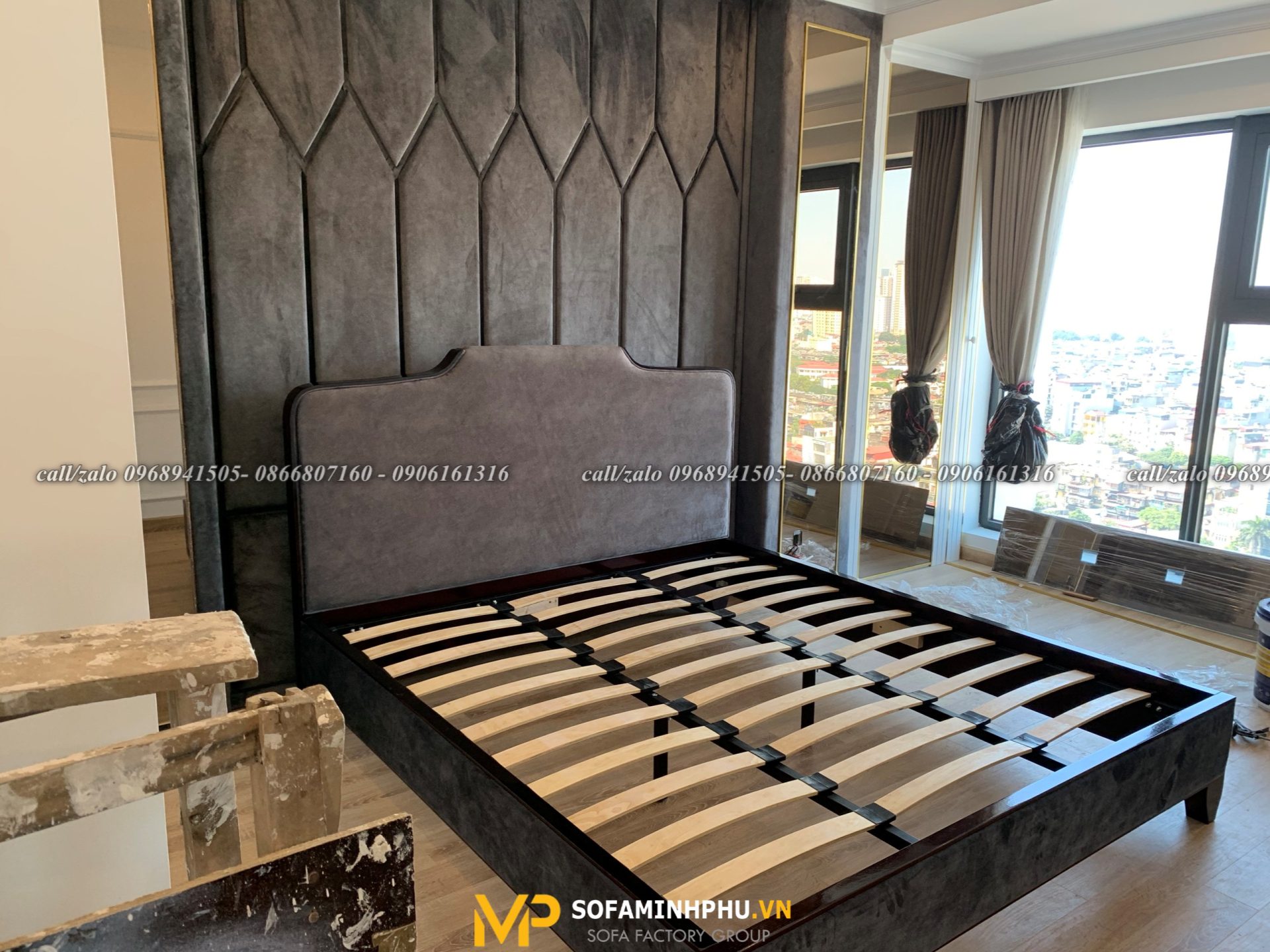 giường ngủ gỗ tự nhiên MPG62 - Xưởng Sofa Minh Phú