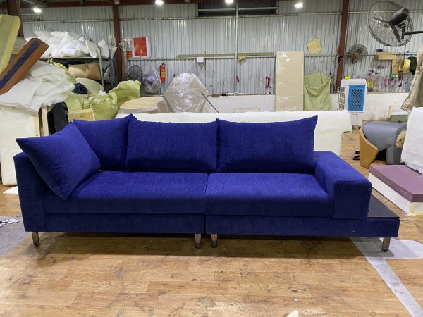 Sofa văng nỉ nhung xanh