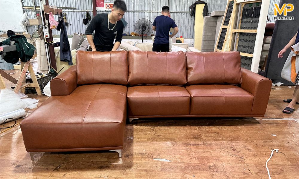 Địa chỉ sản xuất sofa da nâu chất lượng 