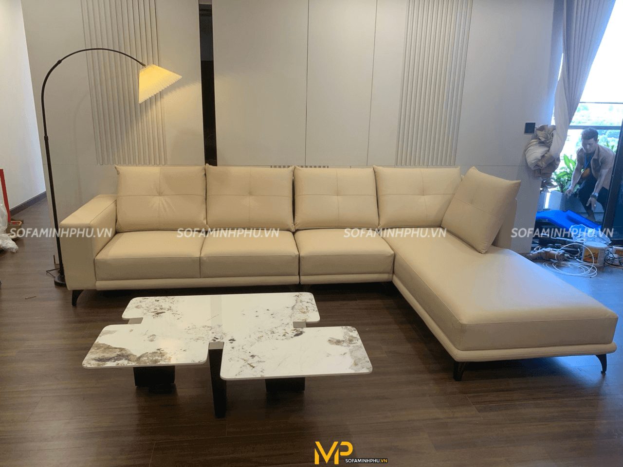 Lắp đặt và bàn giao sofa góc cho nhà chị Linh – Hà Nội