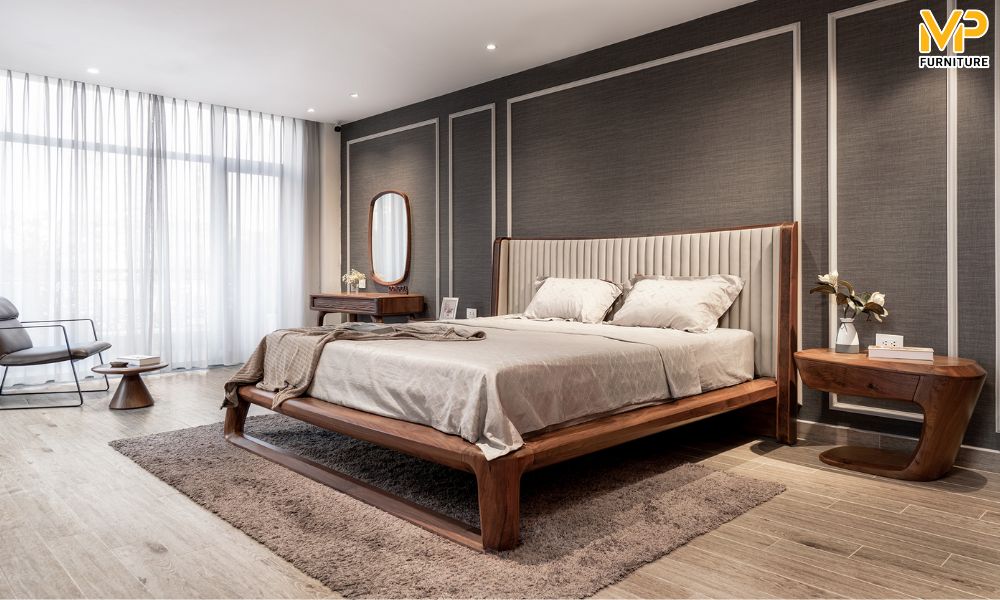 Giường đẹp đơn giản gỗ tự nhiên