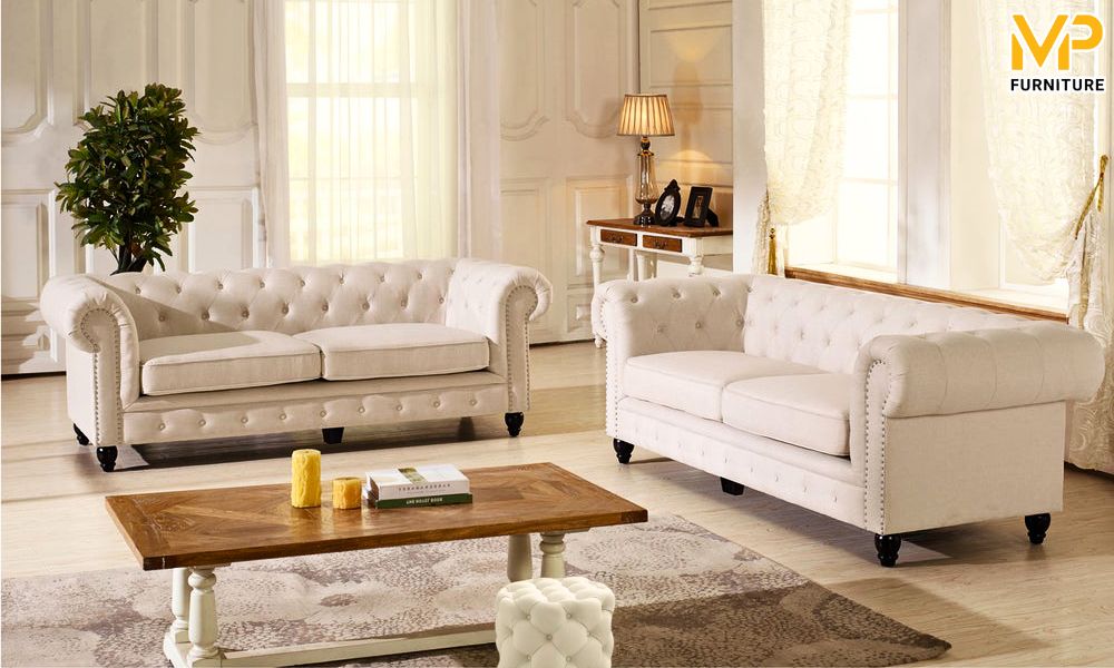 Sofa tân cổ điển màu trắng 