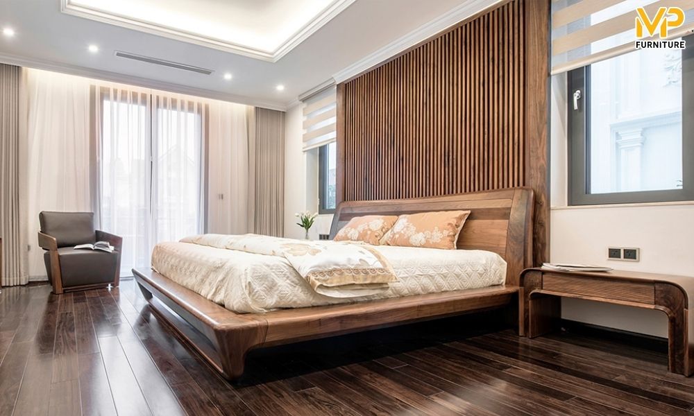Vách đầu giường gỗ tự nhiên