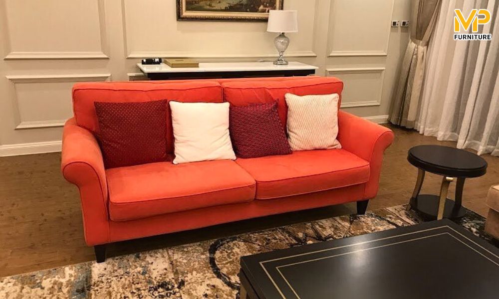 Sofa phòng khách vintage màu cam