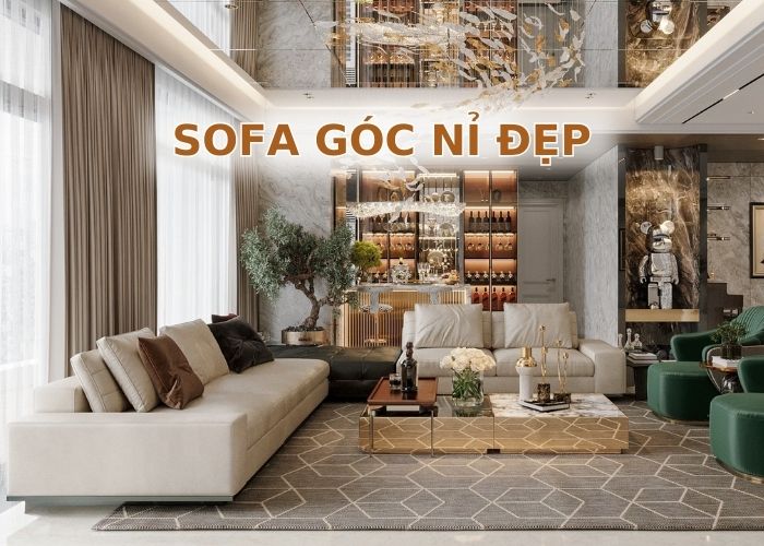 Sofa nỉ góc phòng khách đẹp