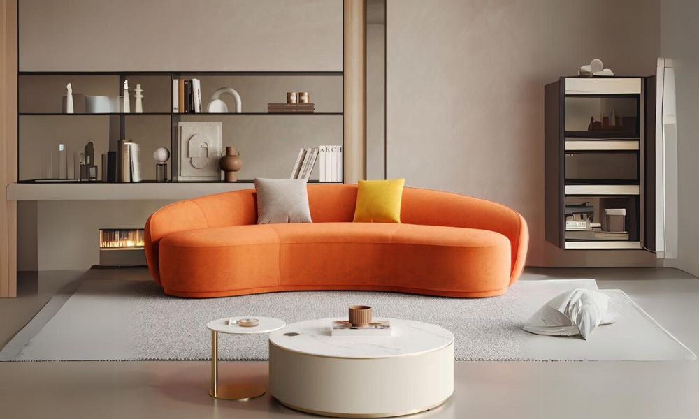 Ghế sofa cong màu cam 