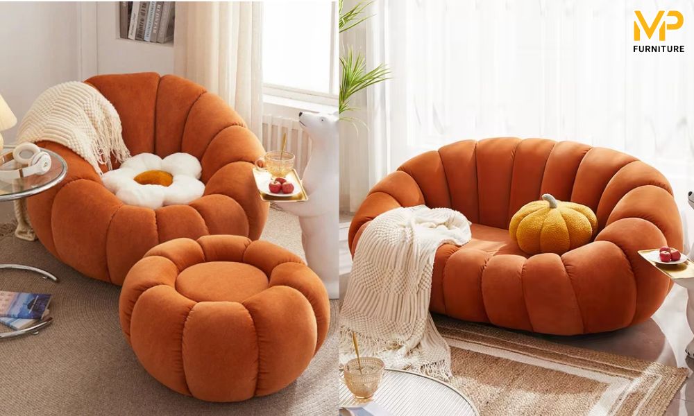 Ghế sofa bí ngô màu cam độc đáo