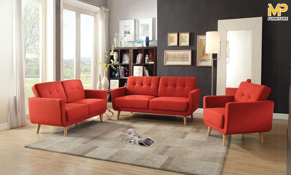 Ghế sofa nỉ màu đỏ thời thượng 