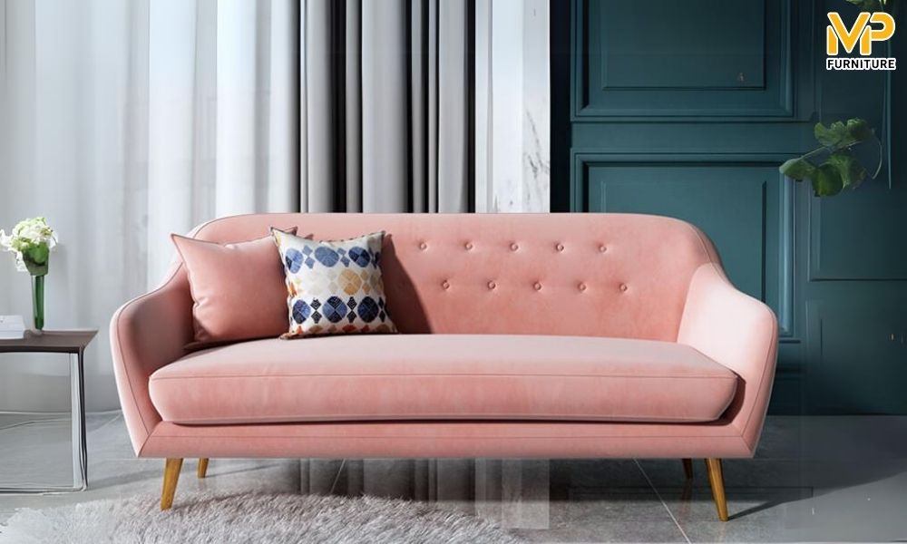 Ghế sofa màu hồng kiểu dáng hiện đại 