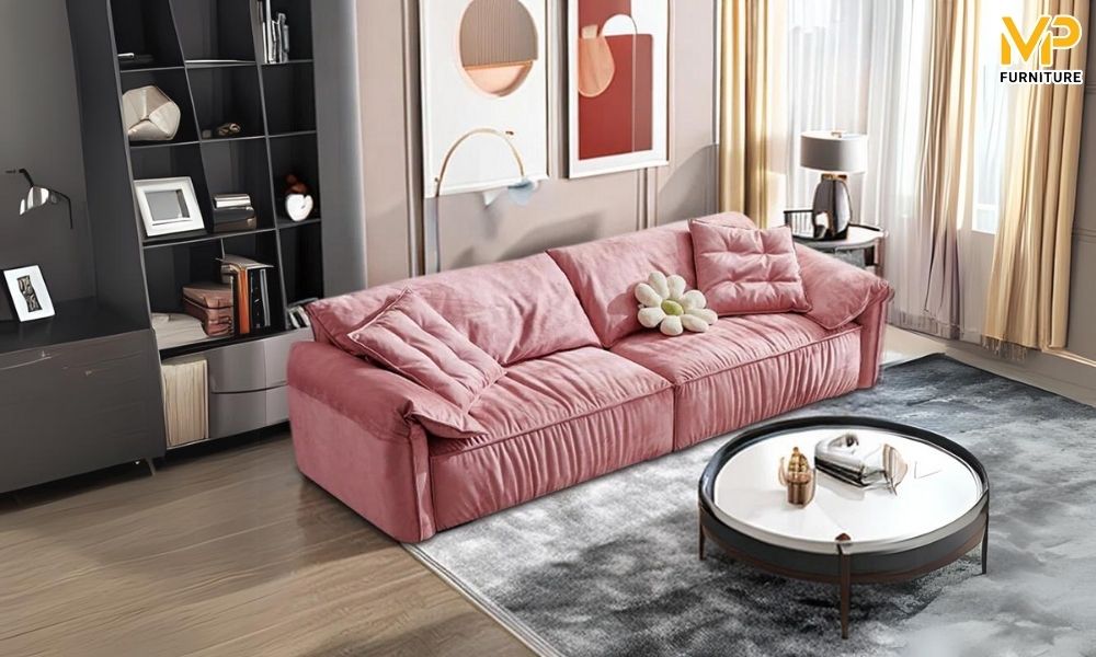 Ghế sofa module màu hồng đẹp sang trọng 