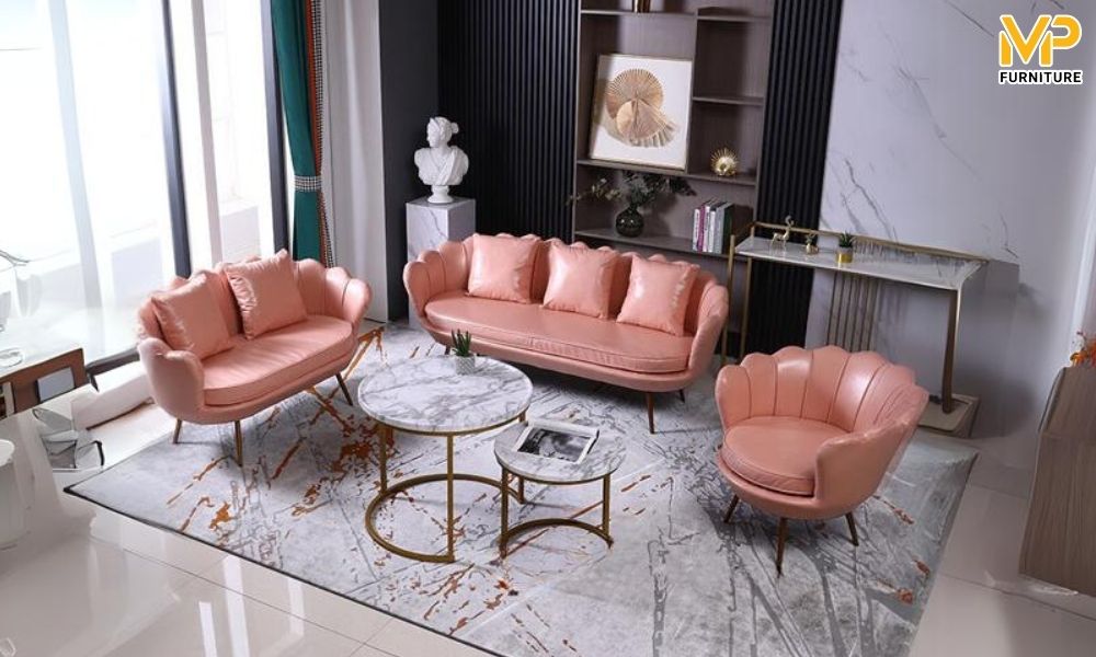 Ghế sofa vỏ sò màu hồng 