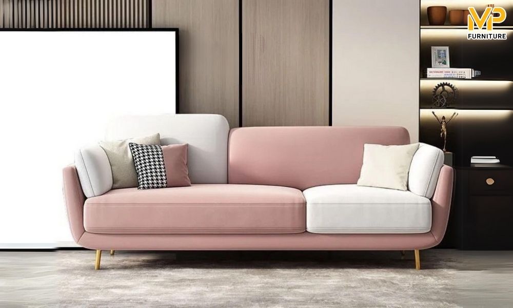 ghế sofa băng phòng khách màu hồng đẹp