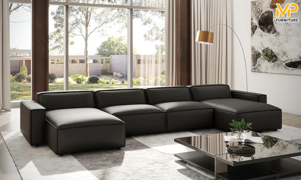 Sofa module hiện đại bọc da