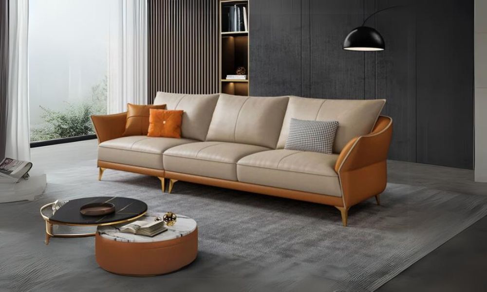 Ghế sofa bọc da chấn inox 