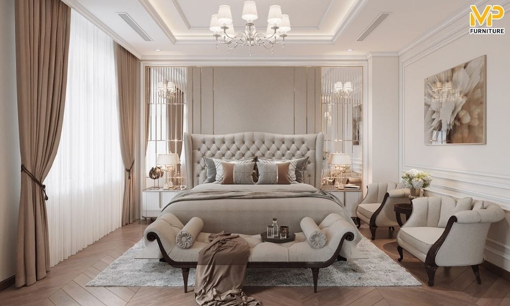 Mẫu giường gỗ đẹp tân cổ điển