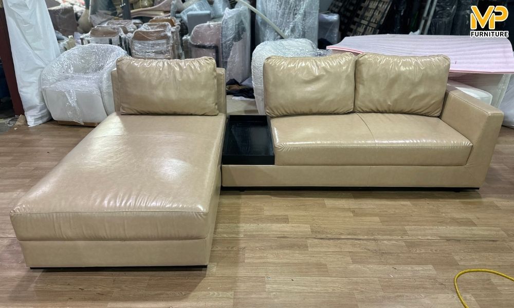 Sofa da màu be