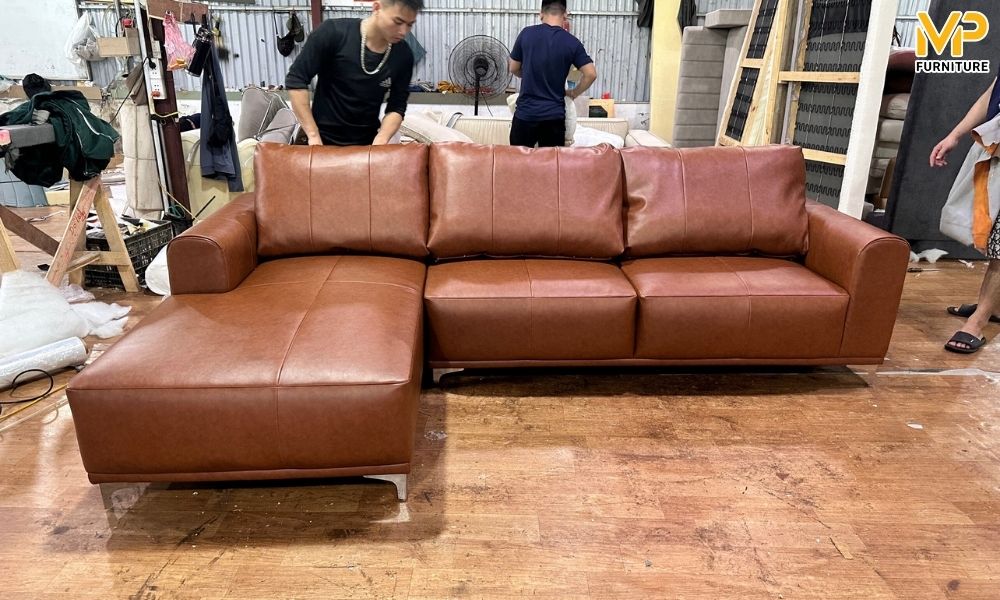 Sofa da màu cam 