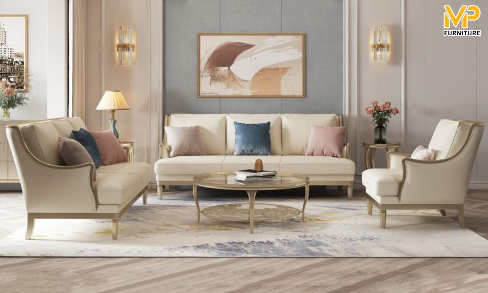 Ghế sofa dát vàng kiểu dáng tối giản