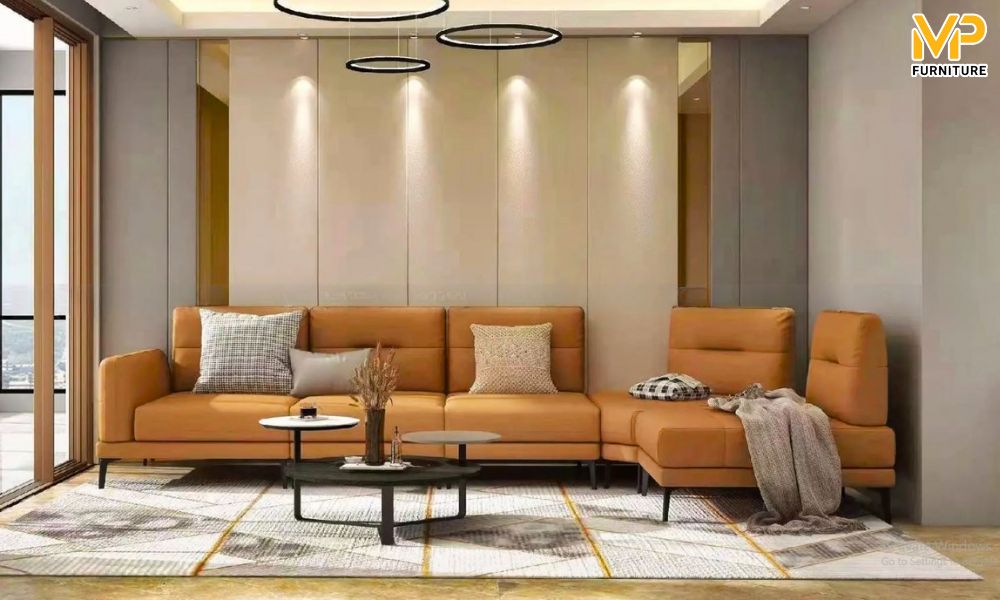 Sofa chữ L màu cam thu hút