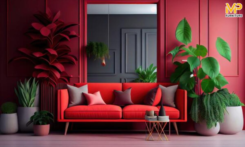 Sofa văng đỏ 2 chỗ nhỏ gọn
