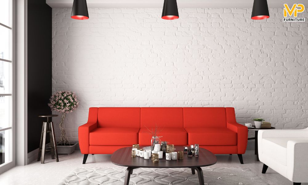 Sofa văng nỉ đỏ 3 chỗ