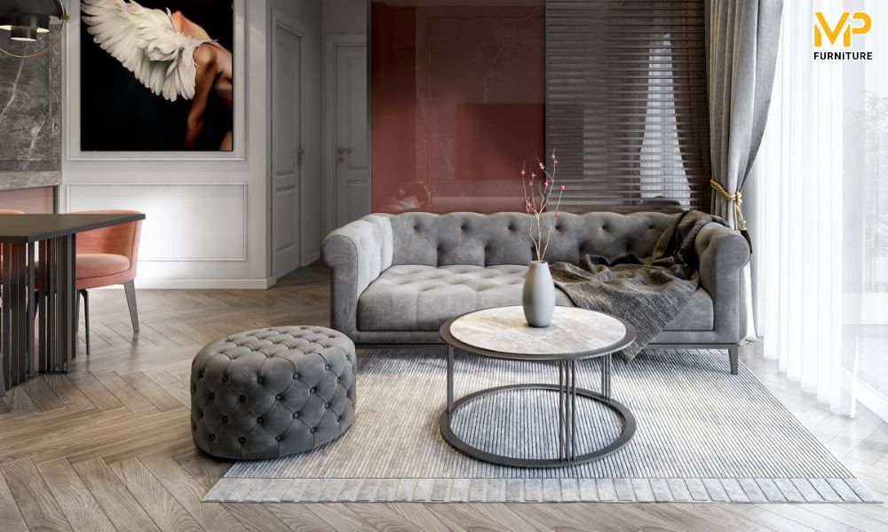 Ghế sofa văng mini phong cách tân cổ điển 