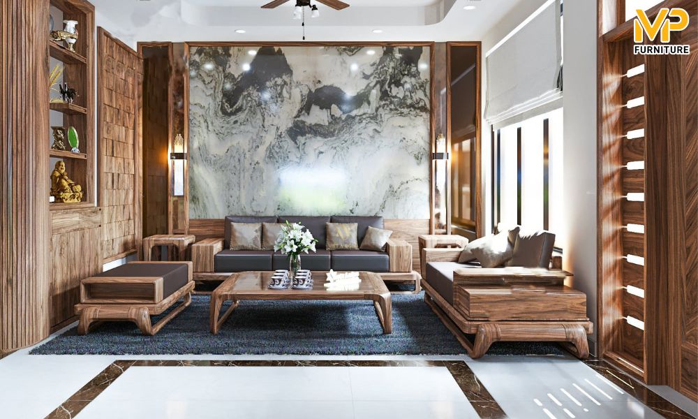 Ghế sofa văng gỗ tự nhiên 