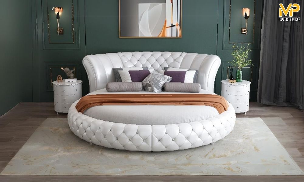 Giường tròn bọc nệm kiểu Châu Âu