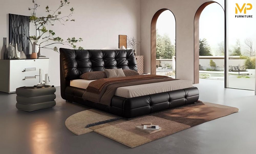 Giường bọc da kiểu Bắc Âu
