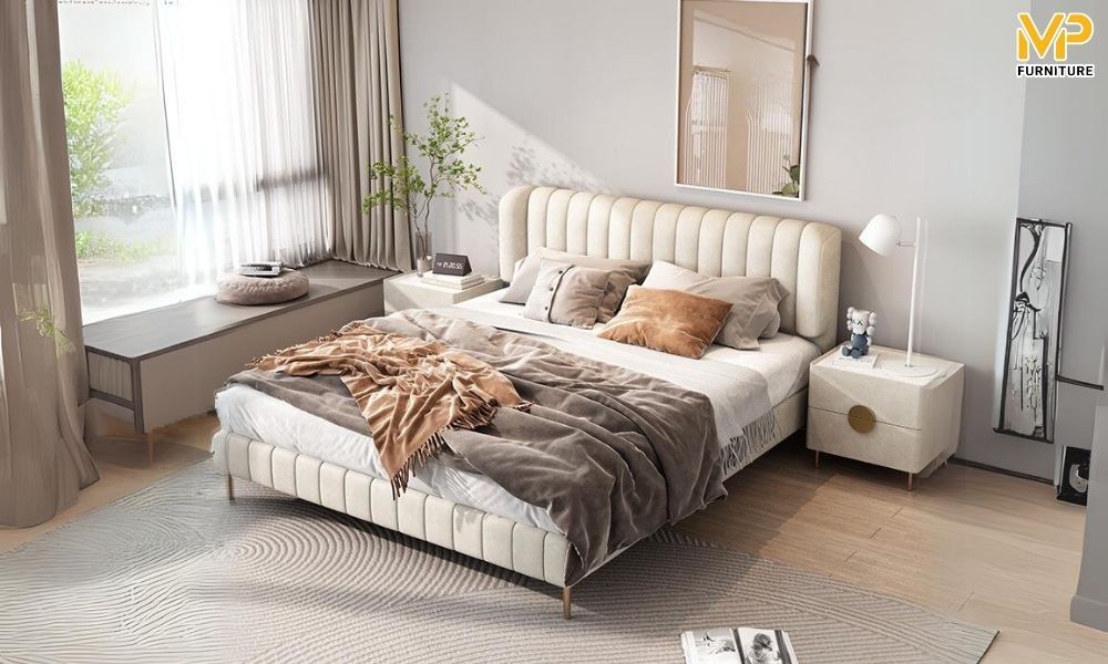 Giường ngủ bọc nệm phong cách Bắc Âu