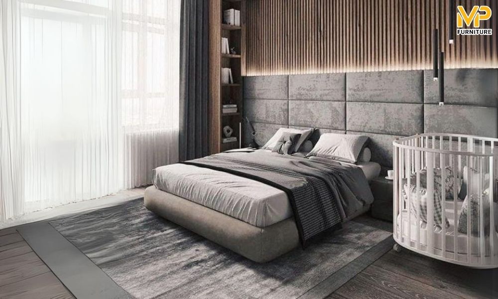 Giường xám đầu giường lớn