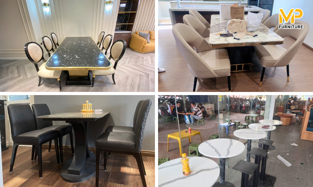 Một số hình ảnh bàn giao bàn ăn, bàn cafe mặt đá của Minh Phú