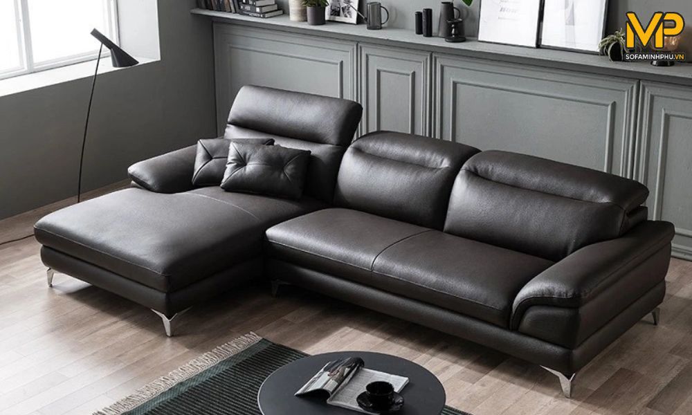 Sofa da bò màu đen