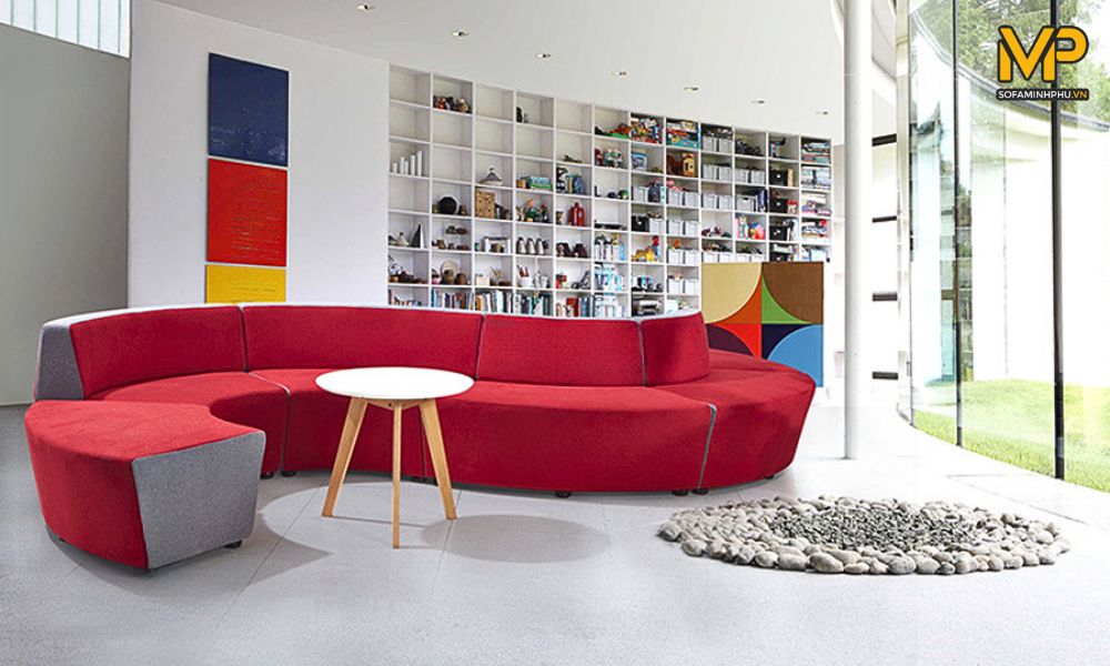 Sofa cong chữ S màu đỏ 