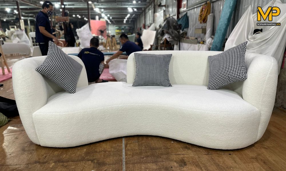 Sofa cong màu trắng