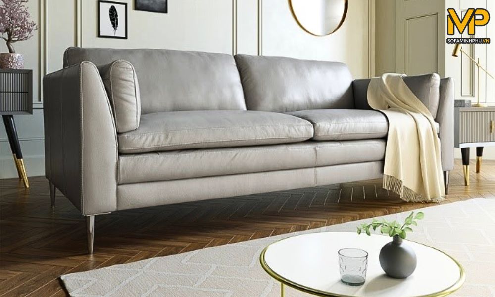 Sofa da bò màu xám 