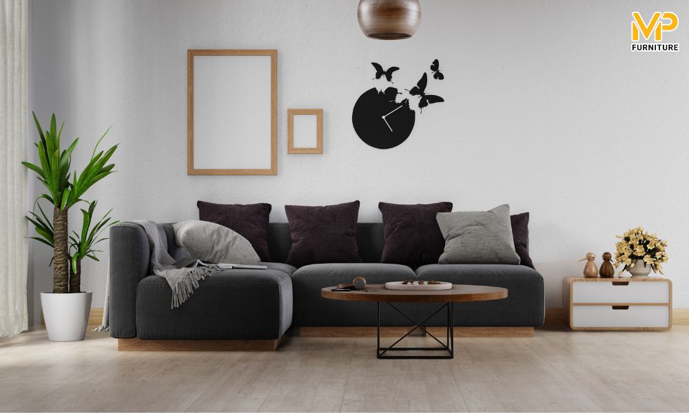 Sofa đen bọc nỉ