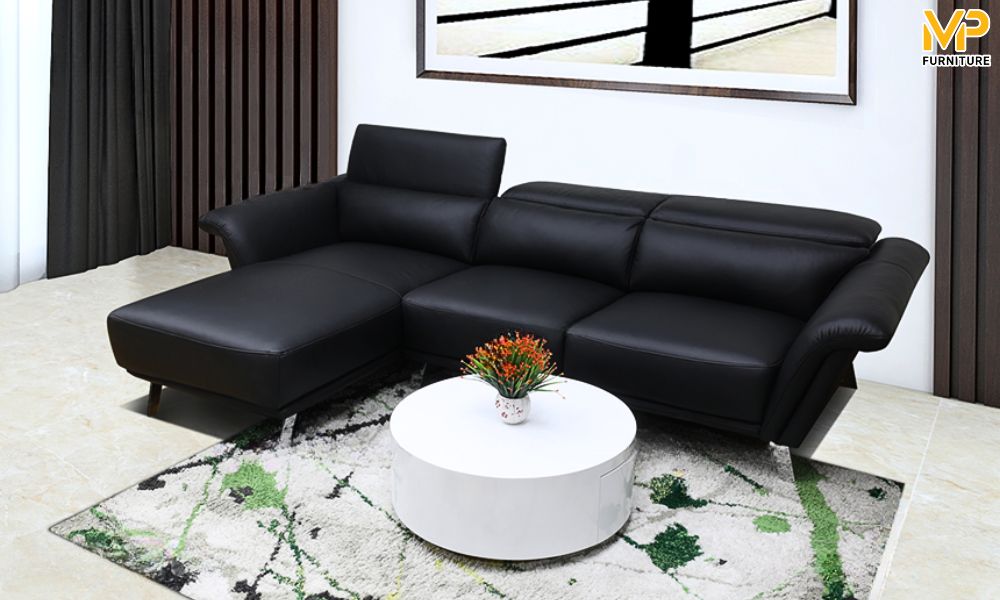 Sofa góc L màu đen 