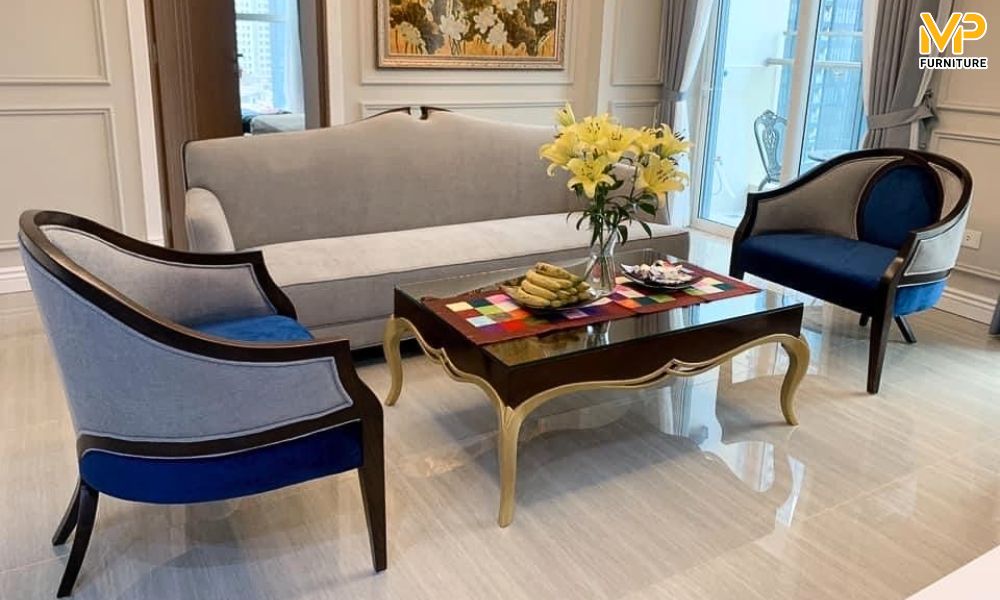Sofa gỗ sồi bọc nỉ đẹp