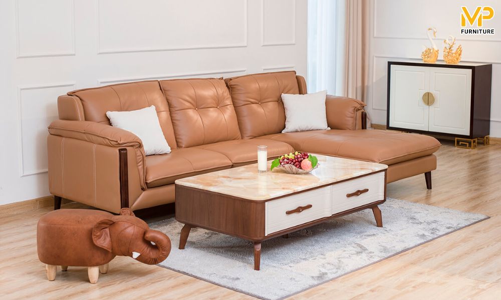 Ghế sofa gỗ sồi bọc da