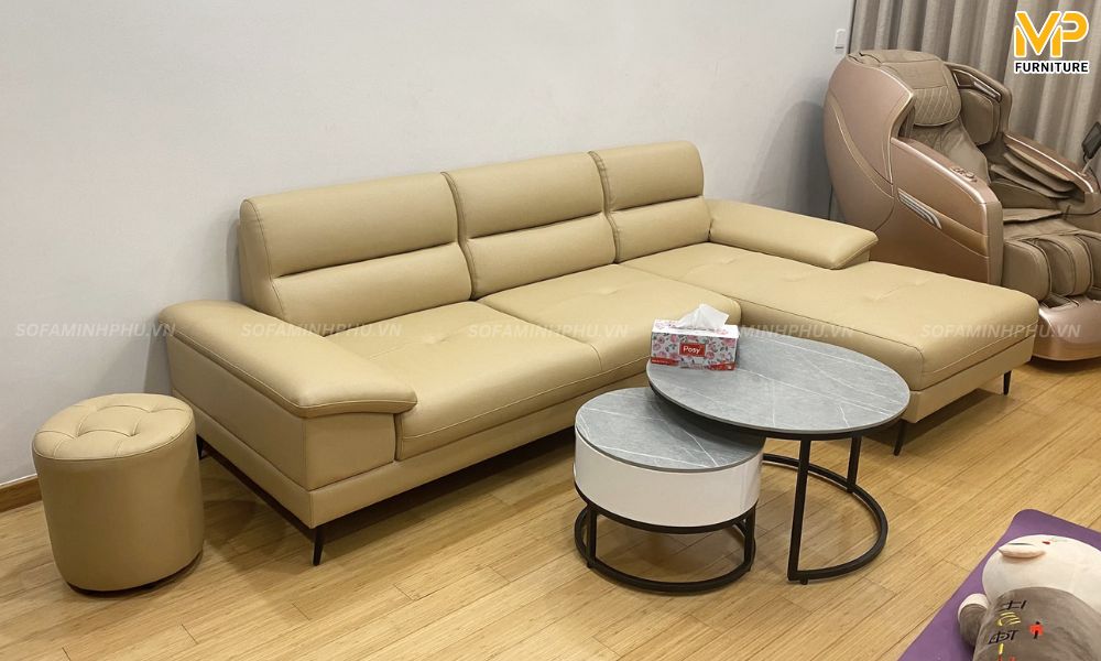 Sofa màu be bọc da