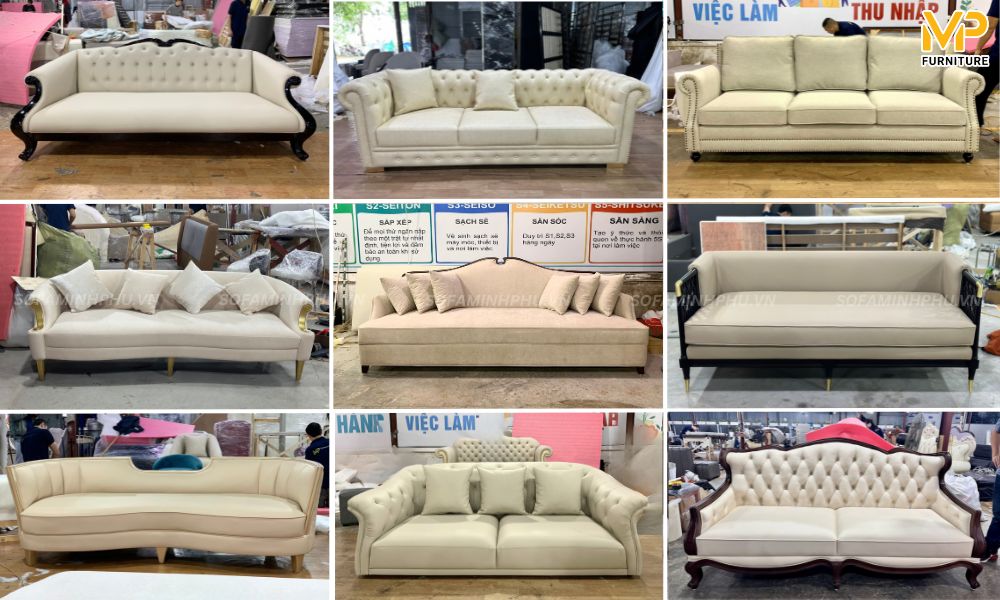 Sofa màu be tân cổ điển