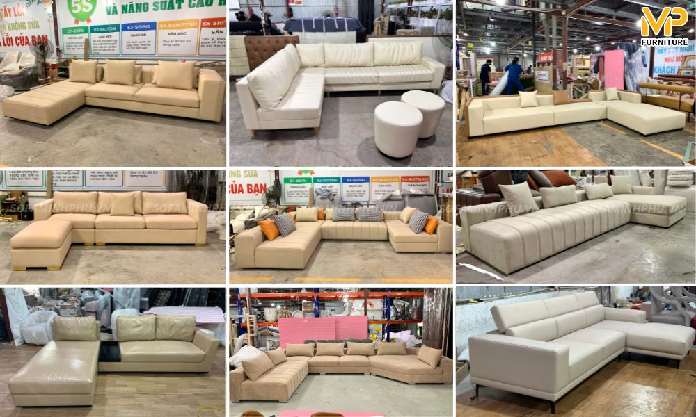 Sofa chữ L màu be
