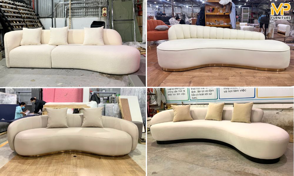 Các mẫu sofa cong màu be