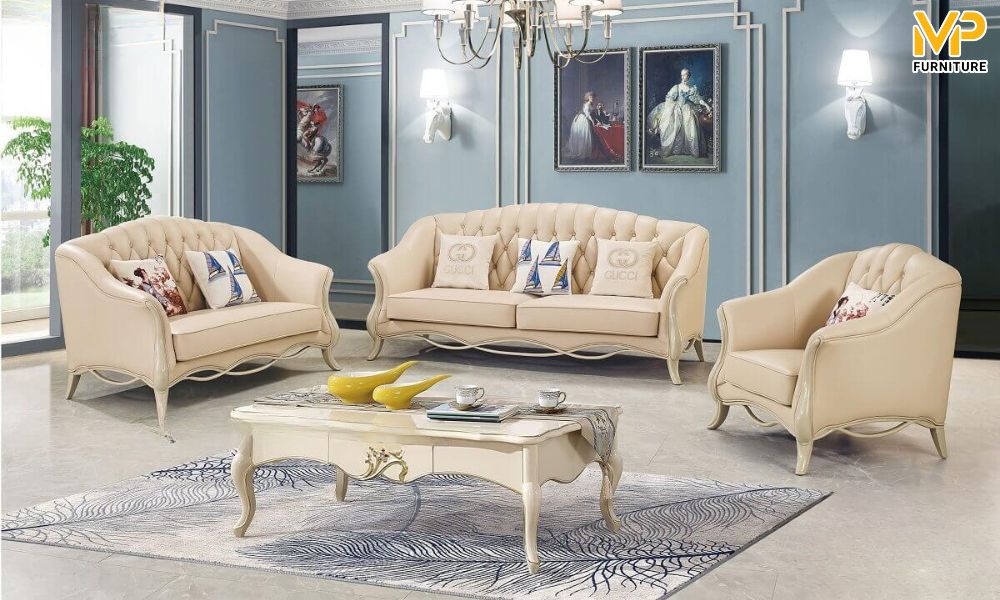 Bài trí ghế sofa kem