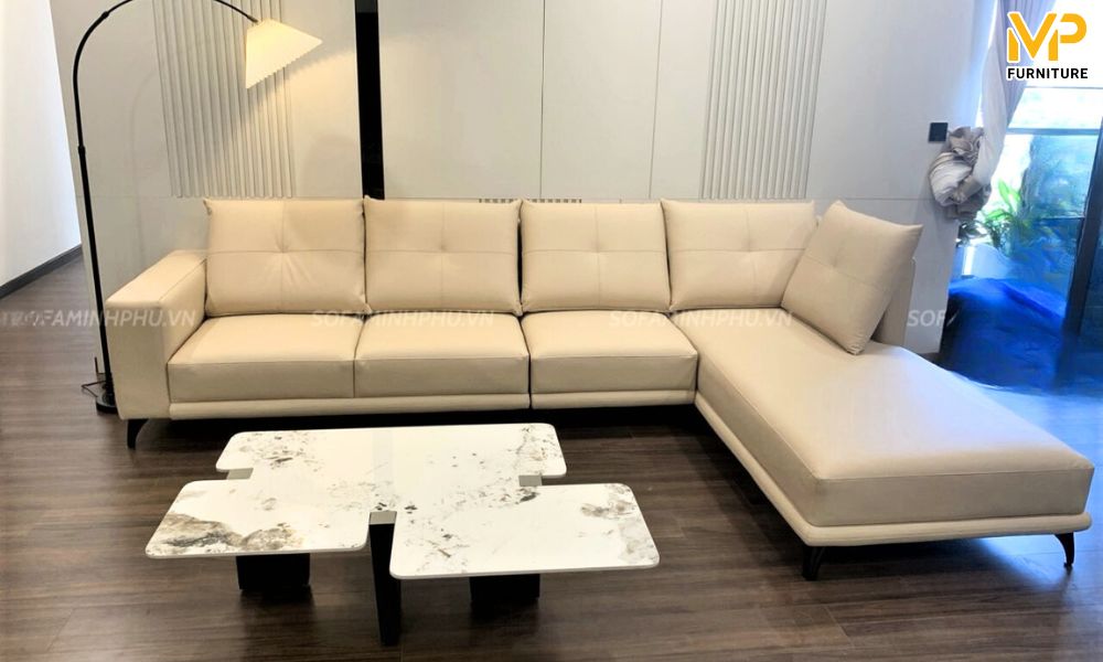 Sofa góc màu kem đẹp