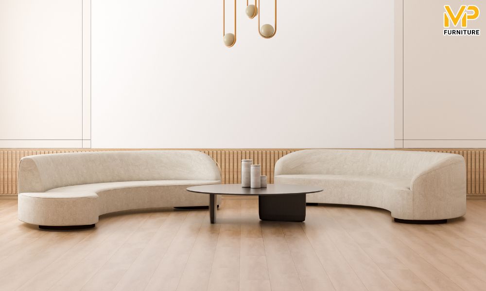 Sofa cong màu kem