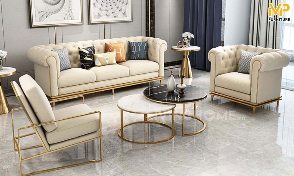 Sofa màu kem tân cổ điển