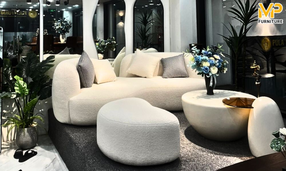 Sofa cong màu trắng
