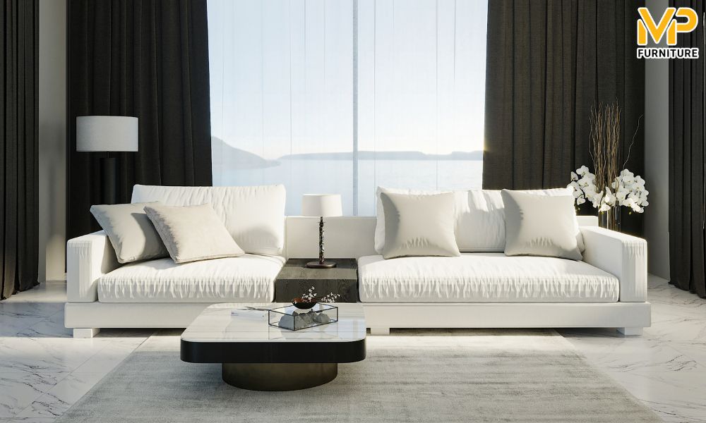 Sofa trắng trắng bọc da